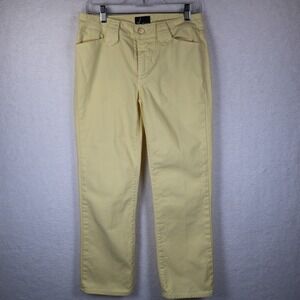 Kate McHale Parker Yellow Straight Leg Stretch Pants Womens 6 Cotton Lycra